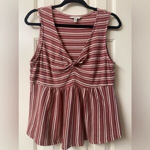Lucky Brand Striped V-Neck Sleeveless Top Size Large